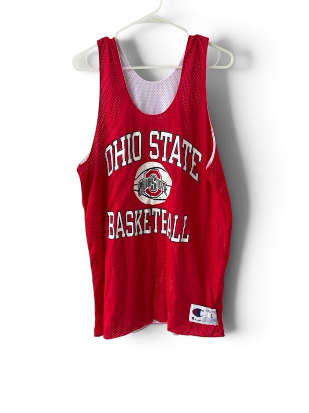 Vintage 90s Champion Ohio State Buckeyes Reversible Basketball Jersey Made USA L